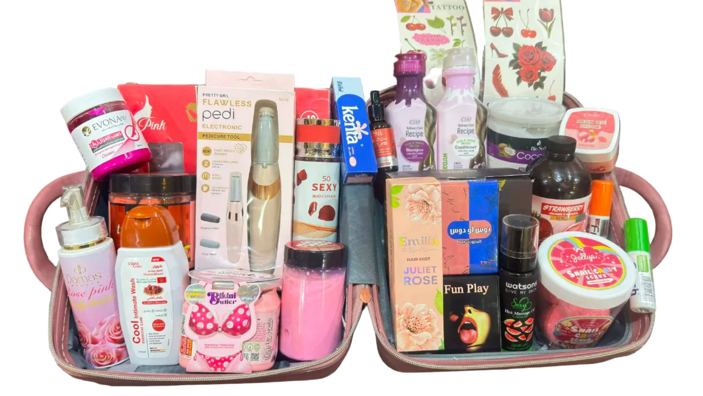 شنطة العروسة الشاملة للعناية بالجسم والشعر والباديكير هدية فاخرة مثالية للعرائس
